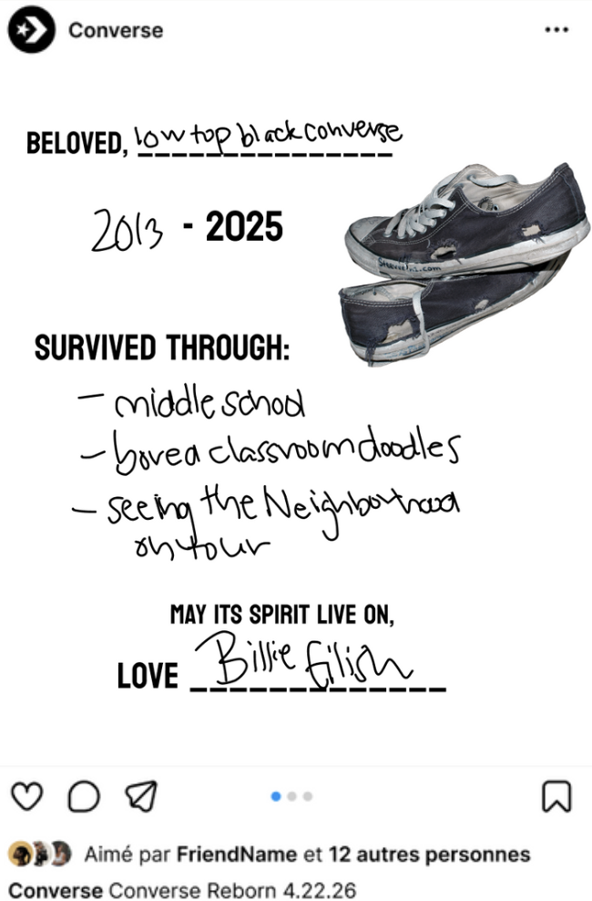 mockup instagram post from converse of a billie eilish collab