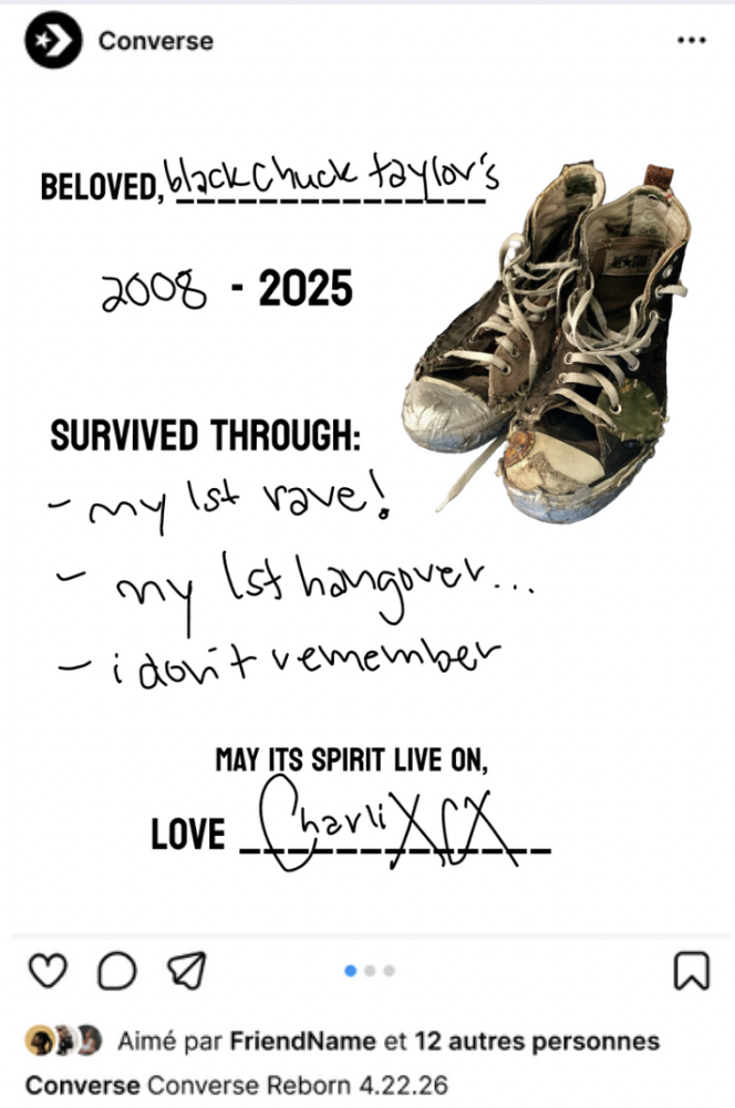 mockup instagram post from converse of a charli xcx collab