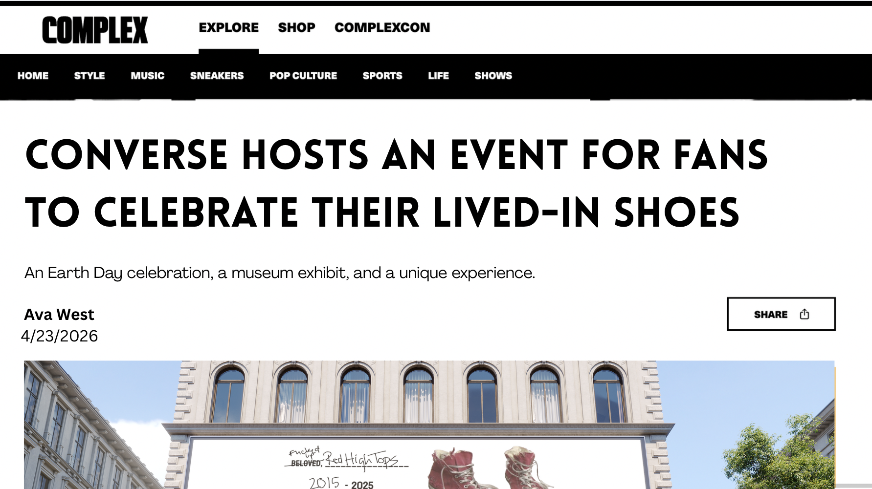 mockup article from Complex about the event