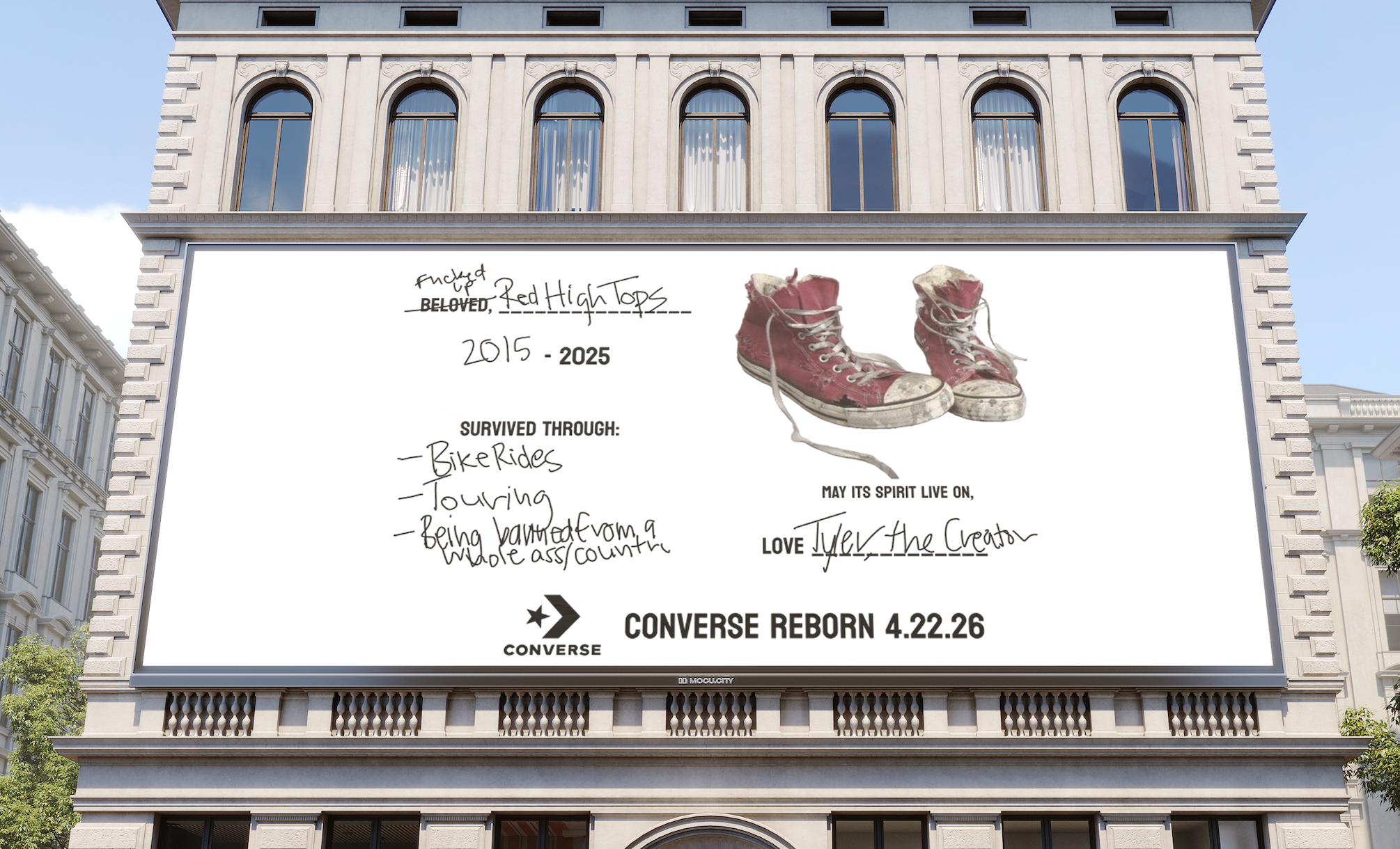 mockup billboard of a converse x tyler the creator ad